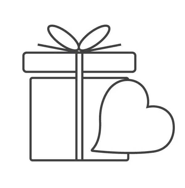 Vector illustration of Gift box and heart vector icon on white background