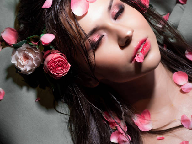 istock Beautiful blue-eyed brunette with bright pink makeup, 1360686312
