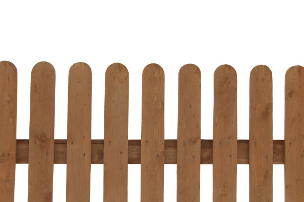 istock Beautiful old decorative wooden fence. Close-up. Front horizontal view. The isolated object on a white background. Isolate. 1360688039