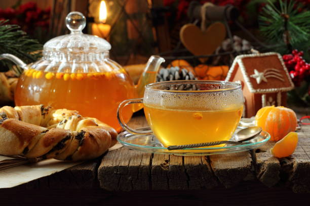istock Sea buckthorn tea with biscuit cake 1360691943