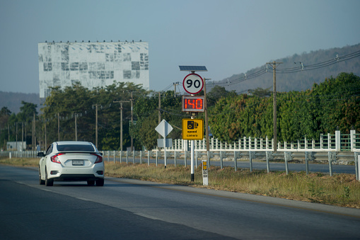 Speed camera on the highway for automatic speed detection