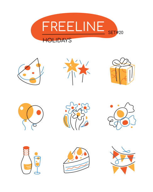 Holidays - modern line design style icons set vector art illustration