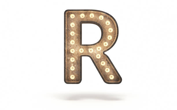 istock Letter R decorated with light bulb covered with concrete 1360697222