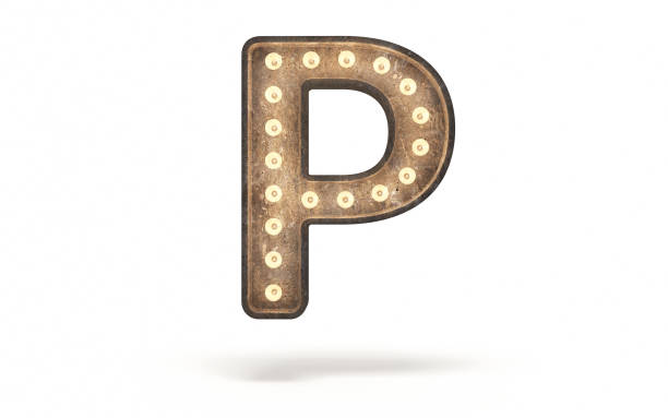 istock Letter P decorated with light bulb covered with concrete 1360697241