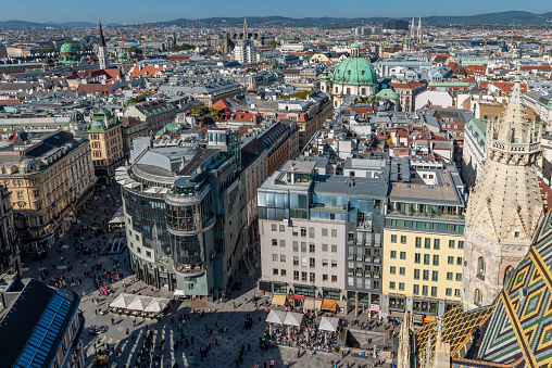 The old town of Vienna with Cathedral Square seen from St. Stephen's Cathedral