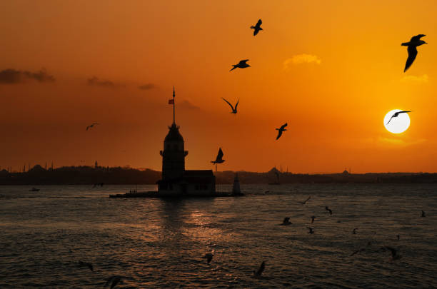 istock Maiden's Tower (Kiz Kulesi) Sunset in Istanbul, Turkey. 1360701640