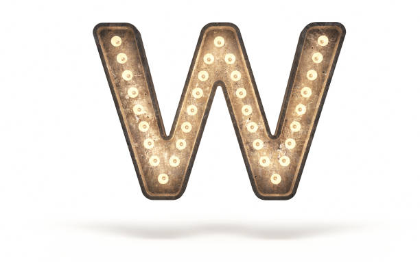 istock Letter W decorated with light bulb covered with concrete 1360702564