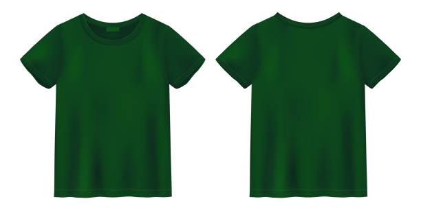 makieta zielonej koszulki unisex. szablon projektu koszulki. koszulka z krótkim rękawem. - shirt letter t t shirt template stock illustrations
