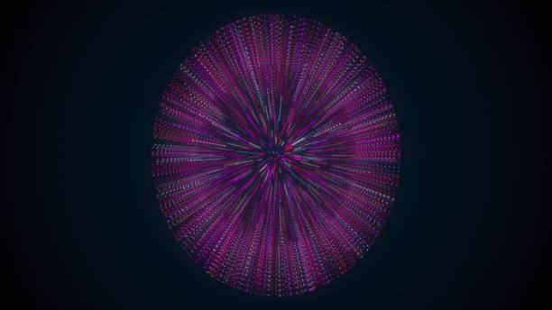 istock Abstract sphere made of particles and stripes 1360705639