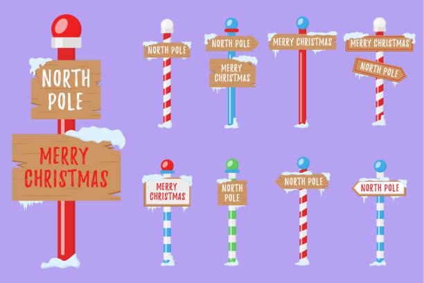 istock Winter holiday xmas signs for the north pole. 1360706247