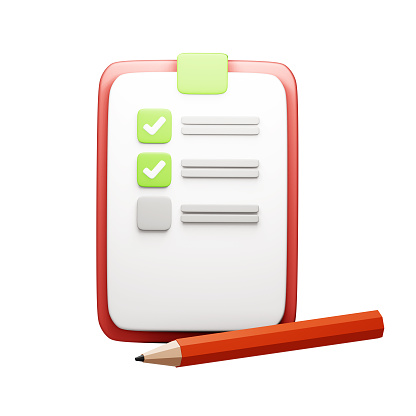 Important business checklist, planning for shopping reminder or project priority task list, 3d render