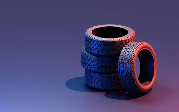 istock Complete set of car tires, 3d render 1360714667