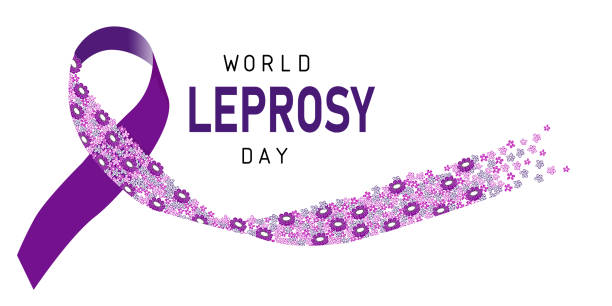 Flat illustration of World Leprosy Day Vector banner ribbon with flowers leprosy stock illustrations