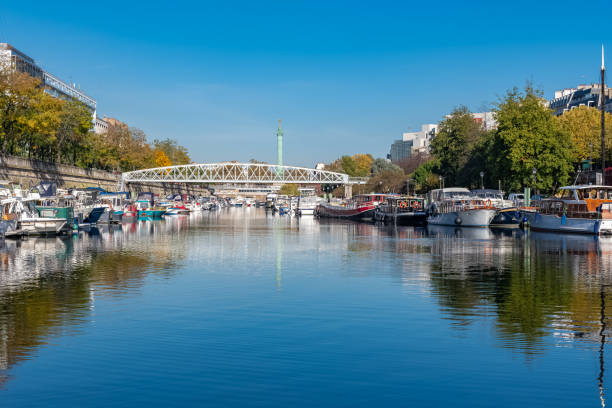 istock Paris, Bastille, harbor with houseboats 1360725913