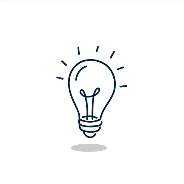 illustrazioni stock, clip art, cartoni animati e icone di tendenza di energia della lampadina disegnata a mano e icona dell'idea - lampadina
