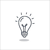 istock Hand drawn light bulb energy and idea icon 1360728629
