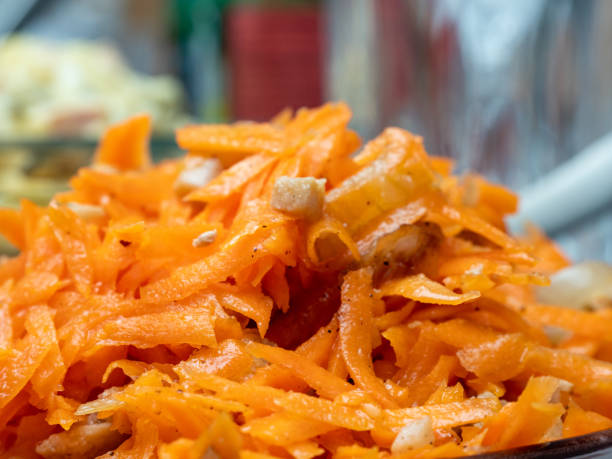 istock Carrot salad. Carrot salad and meat 1360728789