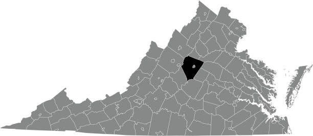 Location map of the Albemarle County of Virginia, USA Black highlighted location map of the Albemarle County inside gray administrative map of the Federal State of Virginia, USA albemarle county virginia stock illustrations