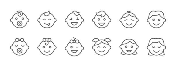 иконы детей - child smiley face smiling happiness stock illustrations