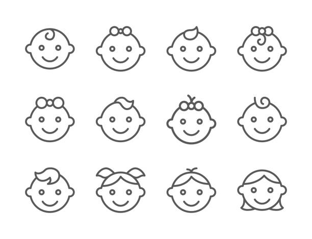 набор детских смайликов - child smiley face smiling happiness stock illustrations