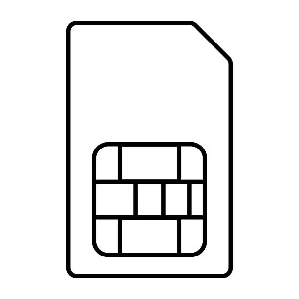 Vector illustration of Sim card vector icon. Line art style