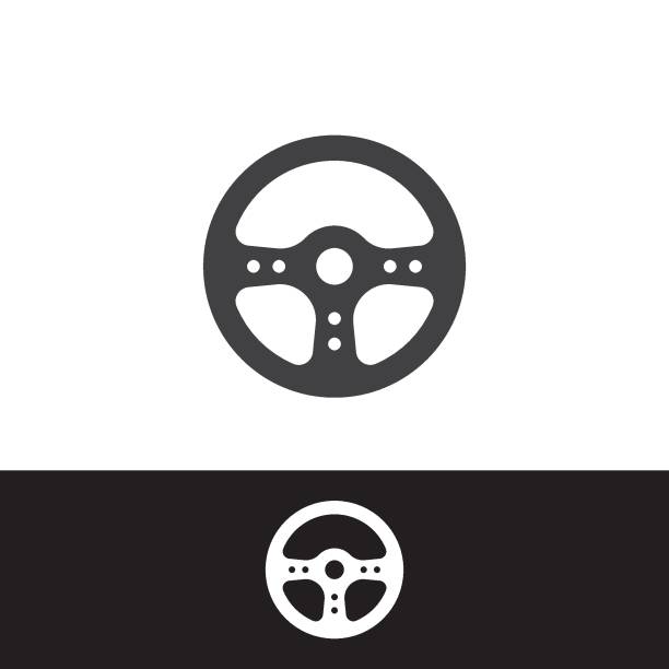 Steering wheel logo Steering wheel logo vector flat design taxi logo background stock illustrations