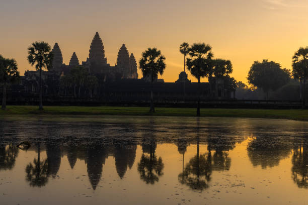 istock Angkor Wat temple in dawn, reflected in the lake, Cambodia 1360750101