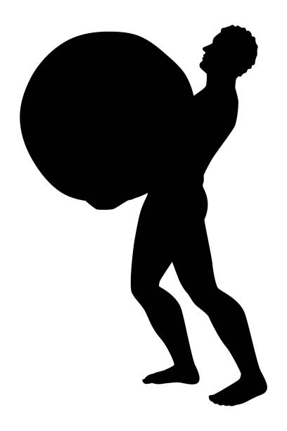 мужчина несет вектор силуэта тяжелого предмета - load carrying body stock illustrations