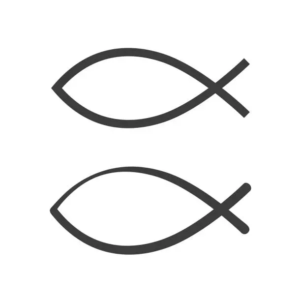 Vector illustration of Christian ichthys or ichthus sign. Flat isolated Christian illustration