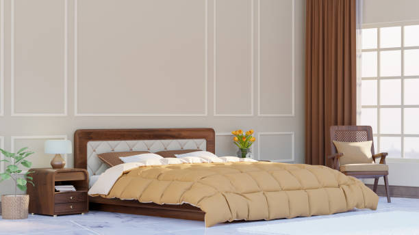istock Large bedroom interior with classic  walls, Oversized King  Duvet Cover  - 3D Rendering 1360761201