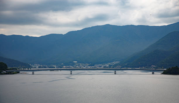 Bridge connecting two shores of the lake Kawaguchi. Yamanashi prefecture