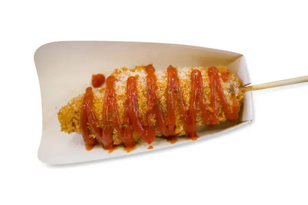 Photo of Die cut of Cheese Corndog , hotdog style Korean Street Food popular