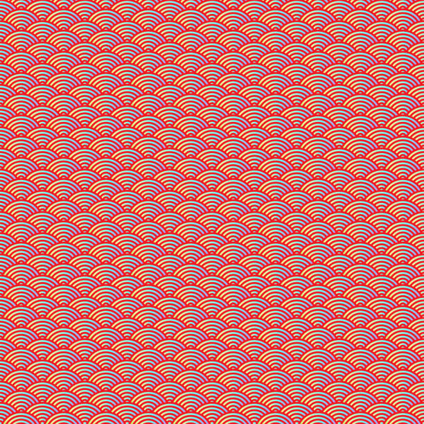istock Chinese style seamless pattern. Cloud or river on red background. Traditional oriental golden rainbow ornament. Vector 1360767371