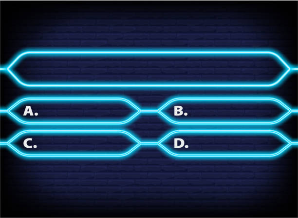 Neon quiz game template. Four options answers for knowledge exam in school, tv show. Vector Illustration 10 eps Neon quiz game template. Four options answers for knowledge exam in school, tv show. Vector Illustration 10 eps. quizzes stock illustrations