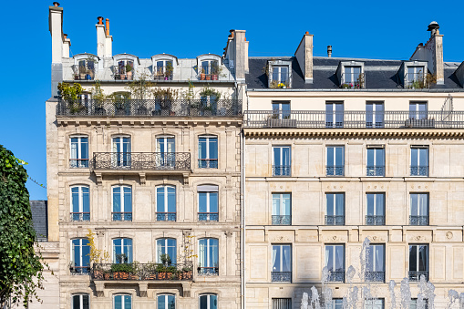 Paris, typical building, parisian facade rue de Rivoli