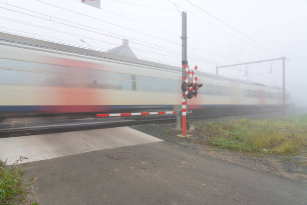 railroad crossing in train traffic, transportation and mobility by rail