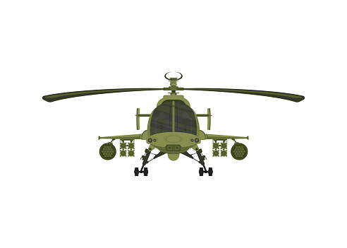 Helicopter military 2D illastration on white isolate background