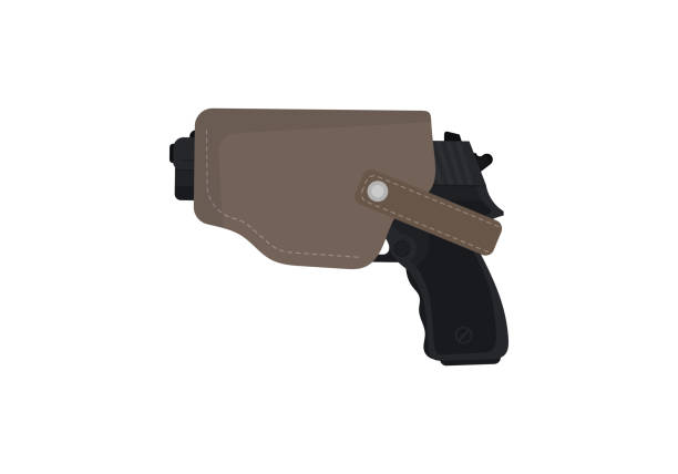 Pistol in a holster isolated on a white background. Vector. Vector illustration in eps10 format for you and your design. gun holster stock illustrations