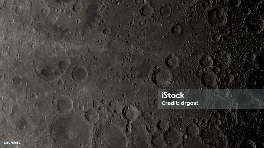 Moon surface rotation with a lot of crater Moon surface rotation with a lot of crater. Meteor Crater Stock Photo