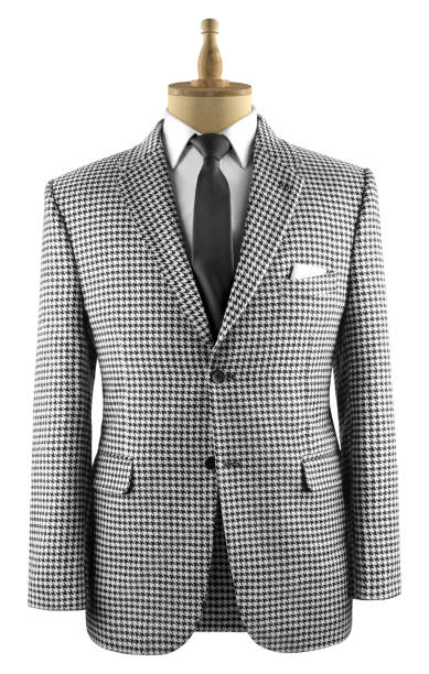 istock Hounds Tooth Tweed Jacket With Black tie and White Square Pocket. 1360786672