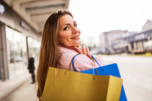 Shopping bags are full stock photo
