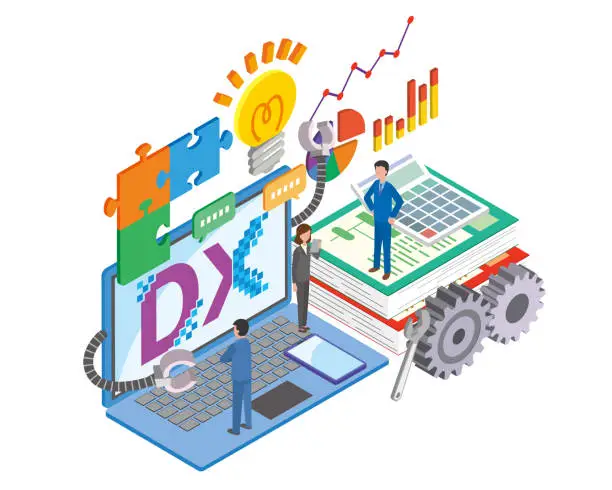 Vector illustration of Image illustration of DX digital transformation