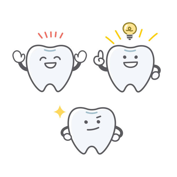 ekspresja zestawu emocji zębów - tooth character stock illustrations