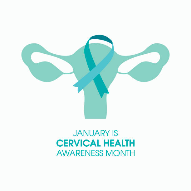 illustrations, cliparts, dessins animés et icônes de janvier est le vecteur du mois de la sensibilisation à la santé cervicale - cancer cervical