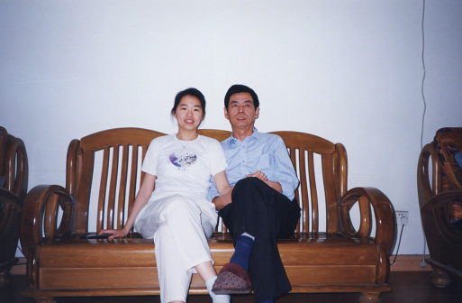 2000s China Father and Daughter in Home Old Photo of Real Life