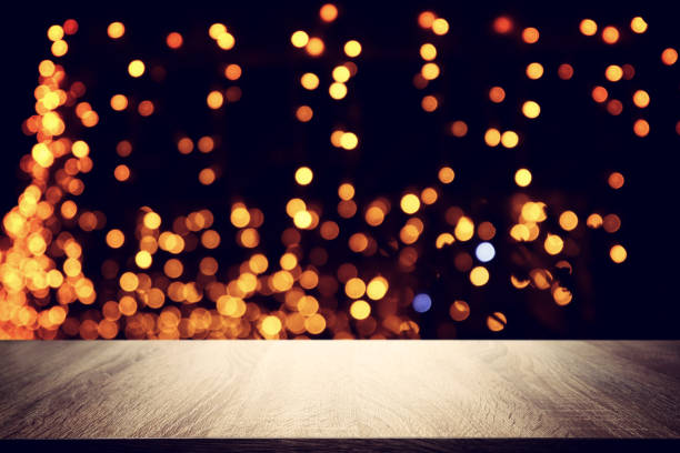 istock background Image of wooden table in front of abstract restaurant blurred lights 1360802214