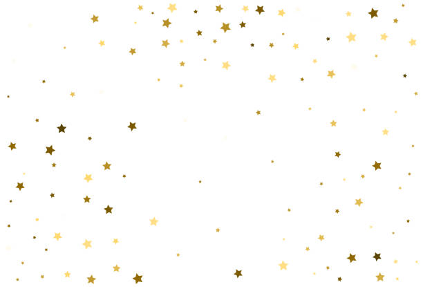 istock Christmas digital paper with gold stars. Golden stars Celebration Confetti. 1360804068