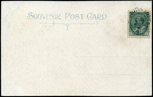 Vintage postcard sent from South Kensington, suburb of London, UK in early 1900s, a very good background for any usage of the historic postcard communications.