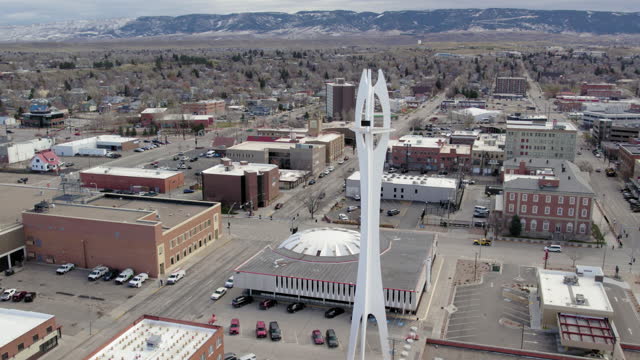 Drone View of Downtown Casper, WY