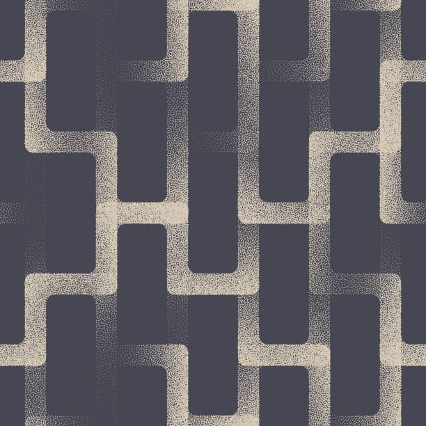 Intricate Rounded Line Vector Elegant Seamless Pattern Retro Abstract Background Intricate Rounded Straight Lines Vector Elegant Seamless Pattern Retro Abstract Background. Dotted Geometric Texture Aesthetic Weave Strips Structure Repeated Grid. Ornamental Graphic Art Illustration illusion pattern circle image created 1960s stock illustrations